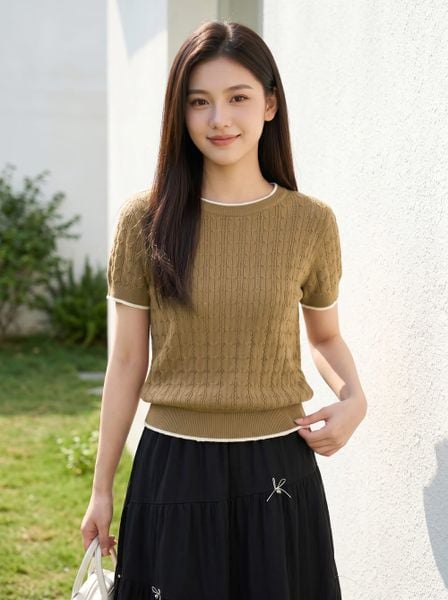  Áo sợi cotton tay cộc NOHU là nhà cái nổ hũ đổi thưởng uy tín hàng đầu viền gấu 