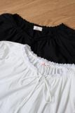  Áo thô gió croptop vai chờm bo gấu tôn eo 