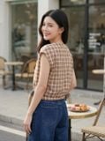  Áo tay cộc kiểu cổ V ly vai 