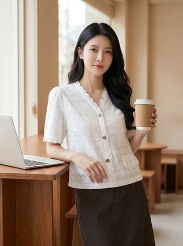 Áo thô thêu tay cộc cổ V có nắp túi NOHU009 Cổng Game Nổ Hũ Uy Tín Số 1 Việt Nam