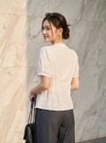  Áo thô thêu tay cộc dáng peplum cổ vuông 
