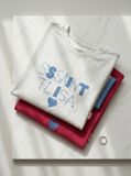  Áo thun cotton cổ tròn tay cộc phối 