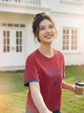  Áo thun cotton cổ tròn tay cộc phối 