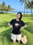  Áo thun cotton tay cộc cổ tròn hình in trái cây 