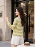  Áo thun dệt dáng suông nẹp cổ mở cài khuy 