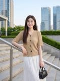  Link Đăng Ký NOHU90.COM dệt sợi kiểu cổ V cúc nổi 