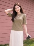  Áo thun giữ nhiệt tay lỡ đính tag ngực 
