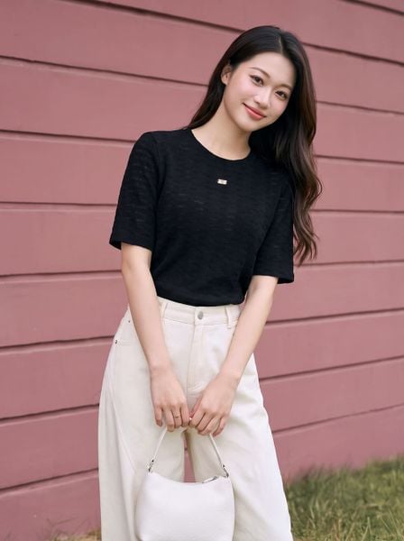  Áo thun giữ nhiệt tay lỡ đính tag ngực 
