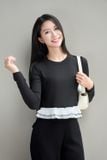  Áo croptop nữ Cardina tăm lạnh dài tay cổ tròn gấu bèo 