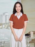  Áo thun polo tay cộc phối cổ giả hai lớp 