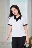  Áo thun polo tay cộc phối cổ giả hai lớp 