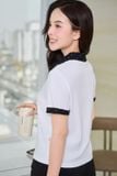  Áo thun polo tay cộc phối cổ giả hai lớp 