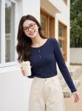  Áo thun tăm dài tay bổ dọc thân trước 