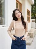  Áo thun tăm dài tay bổ dọc thân trước 