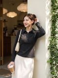  Áo kiểu cổ đức dáng ôm khuy cài nửa 