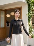  Áo kiểu cổ đức dáng ôm khuy cài nửa 