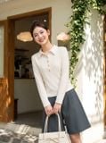  Áo kiểu cổ đức dáng ôm khuy cài nửa 