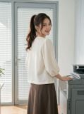  Áo kiểu vai bồng xếp ly tag ngực 