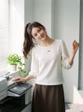  Áo kiểu vai bồng xếp ly tag ngực 