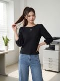  Áo kiểu vai bồng xếp ly tag ngực 