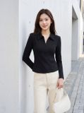  Áo kiểu cổ bẻ cách điệu mở khóa kéo 