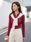  Áo kiểu cổ bẻ cách điệu mở khóa kéo 