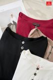  Áo thun cotton nữ dài tay cổ thuyền cách điệu vai xếp 