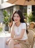  Áo thun nữ Cotton Zip tay cộc cổ tròn phối cúc trước 