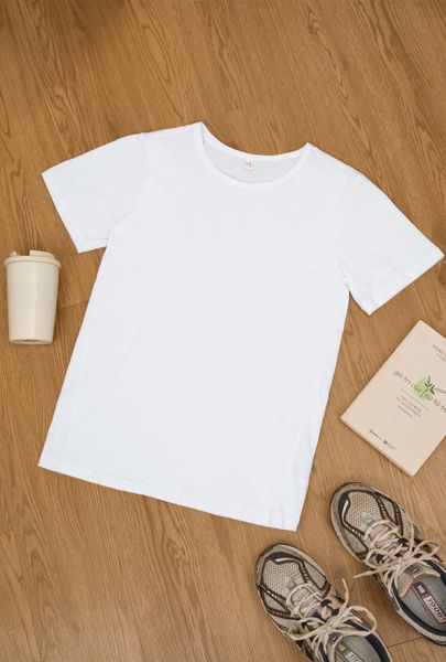  Áo may ô nam Cotton cộc tay cổ tròn cơ bản 