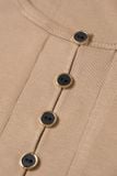  Áo thun nữ Cotton Zip tay cộc cổ tròn phối cúc trước 