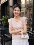  Áo tơ tay cộc cổ V ly vai 