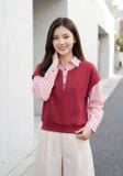  Áo umi hai lớp sơ mi kết hợp gile 