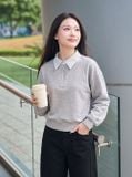  Áo kiểu tay dài phối cổ sơ mi 