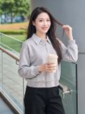  Áo kiểu tay dài phối cổ sơ mi 