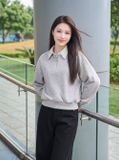  Áo kiểu tay dài phối cổ sơ mi 