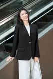  Áo blazer không cổ dáng suông chất tuýt si mango lót habutai 