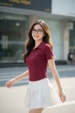  Áo cotton zip tay cộc cổ đức khóa lệ trước 