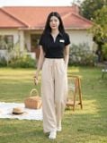  Quần suông vải đũi cạp chun giả rút dây trẻ trung 