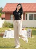  Quần suông vải đũi cạp chun giả rút dây trẻ trung 