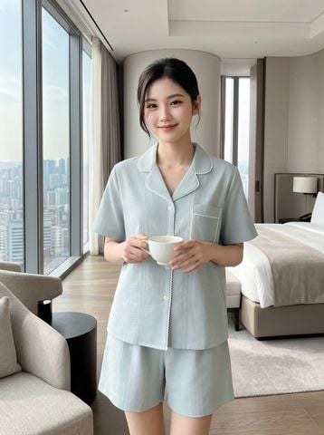 Bộ đũi áo cộc quần đùi phối viền