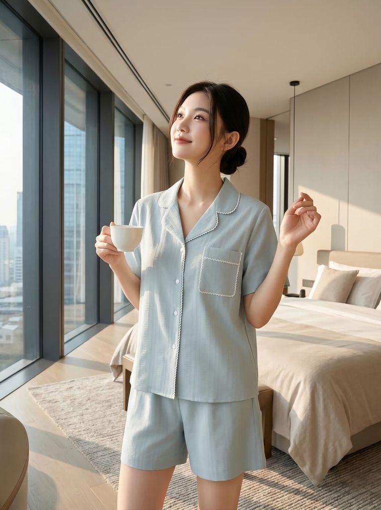  Bộ đũi áo cộc quần đùi phối viền 