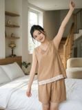  Bộ đùi đũi sách nách cổ V phối viền gấu 