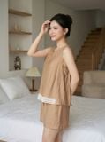  Bộ đùi đũi sách nách cổ V phối viền gấu 
