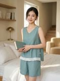  Bộ đùi đũi sách nách cổ V phối viền gấu 