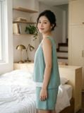  Bộ đùi đũi sách nách cổ V phối viền gấu 