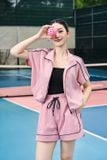  Áo khoác gió thô dáng croptop Breezy chun rút gấu 