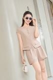  Set đùi nữ Cardina Áo ký giả tay hến quần cạp chun chất liệu thô Hàn 
