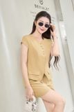  Set đùi nữ Cardina Áo ký giả tay hến quần cạp chun chất liệu thô Hàn 