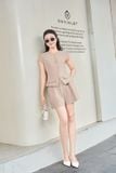  Set đùi nữ Cardina Áo ký giả tay hến quần cạp chun chất liệu thô Hàn 