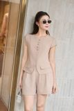  Set đùi nữ Cardina Áo ký giả tay hến quần cạp chun chất liệu thô Hàn 